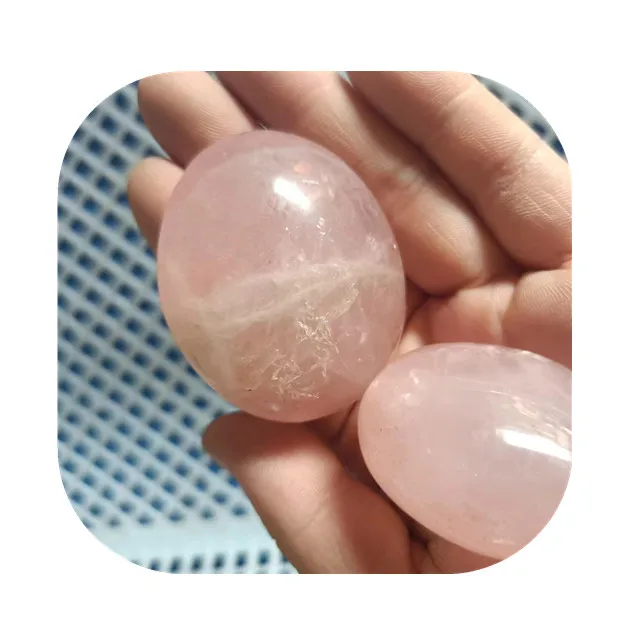 

Wholesale High Quality Natural Gemstone Healing Crystal Rose Quartz Palm Stone For Gift