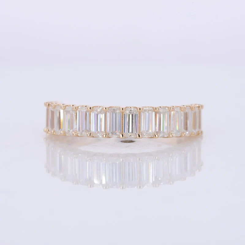 

2*4mm Emerald cut D VVS stargem moissanite full eternity moissanite wedding band 14k white gold wedding solid gold ring