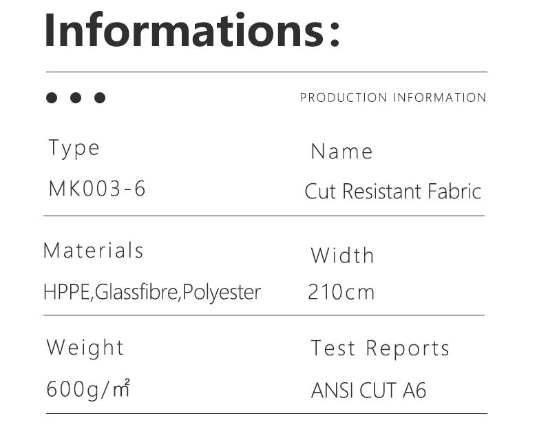 Asni 6 Level Laser Cut Fabric Uhmwpe Cut Resistant Fabric Security