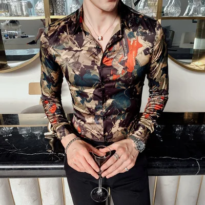 

Hot sale long sleeve polyester mardi gras casual shirt for men