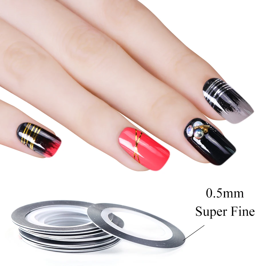 

0.5mm Gold Silver Striping Sticker Holographic 3D Strips Liner Tape Adhesive Super Fine Nail Art Polish Decorations LY1009-1