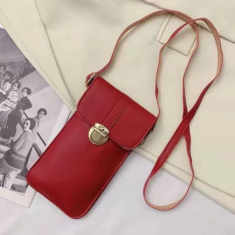 

Free Shipping Korean Simple Mini Bags For Women 2021 Transparent Touch Screen Mobile Phone Wallet Small Crossbody Bag, 5 colors available or customized color