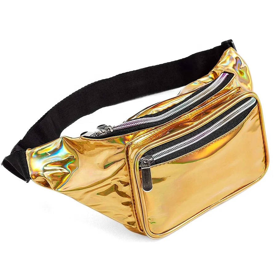 

Amazon Silver Waist Bag With Adjustable Belt Holographic Fanny Pack For Women Rave Festival Travel Party