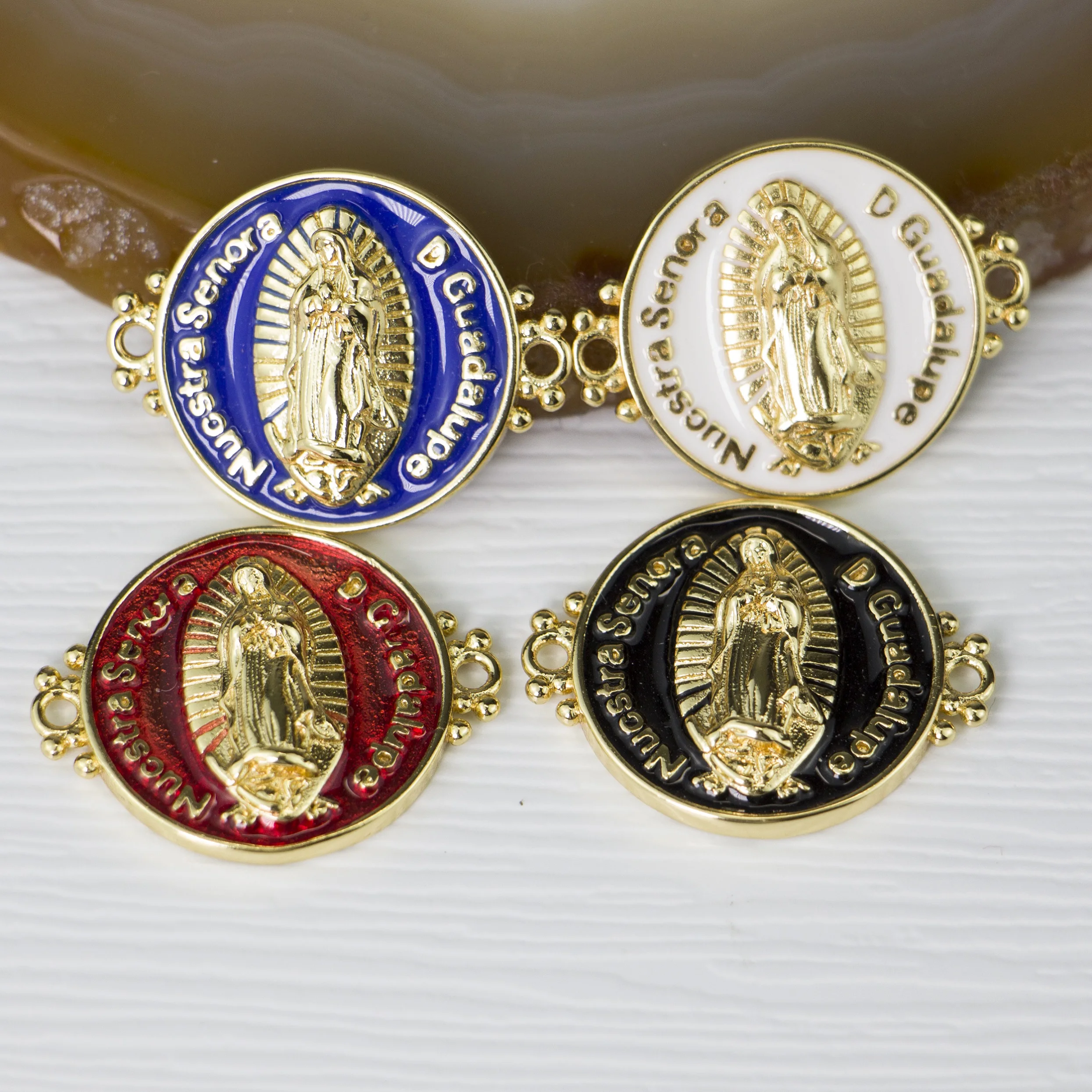 

LS-E933 Virgin Mary enamel connector necklace bracelet making diy jewelry gold plated charm