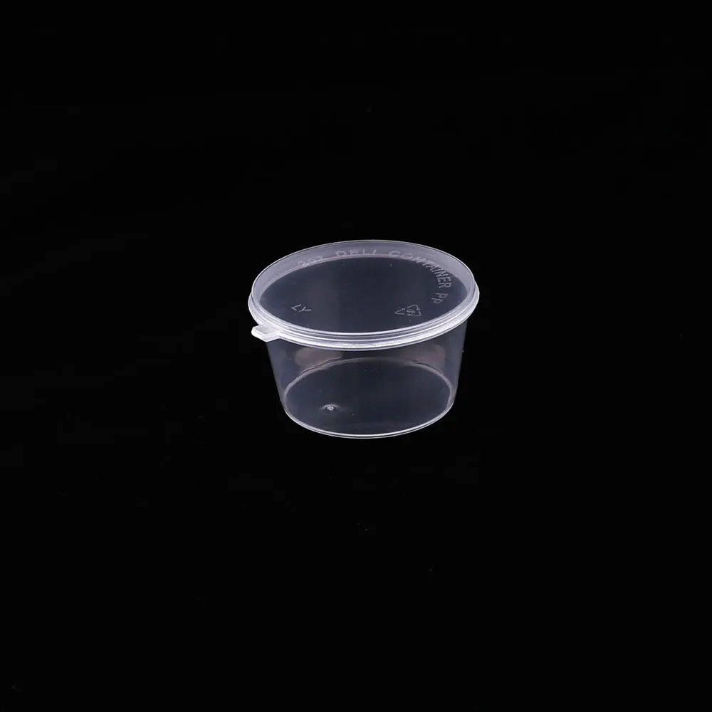 1oz 2oz Mini Round Sauce Container Plastic Sauce Cup With Lid For Salad Dressing Dipping Packing 