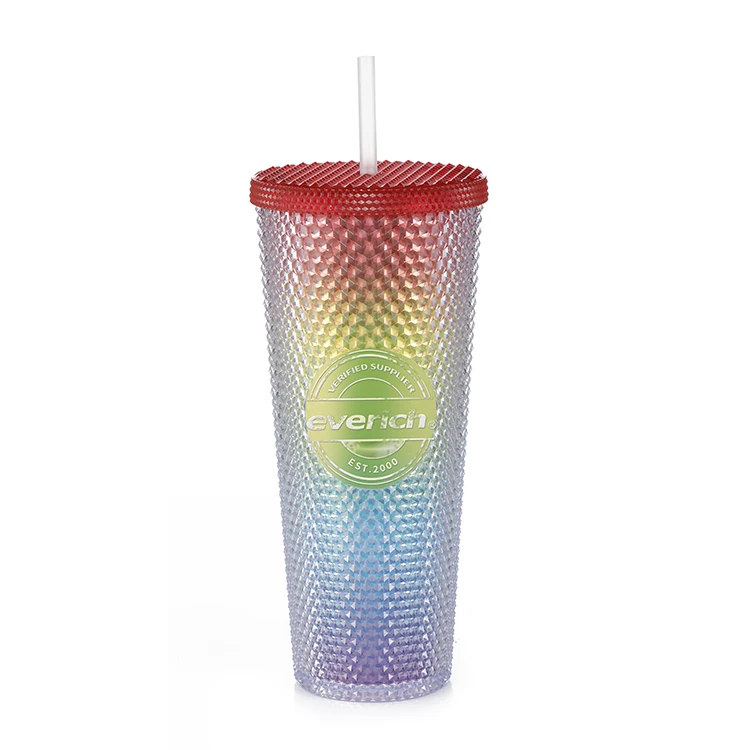 

Custom Durian Grid Cup Matte Pineapple Cup Plastic Matte Black Coffee Cups Studded Tumbler with Lid and Straw, Customized color