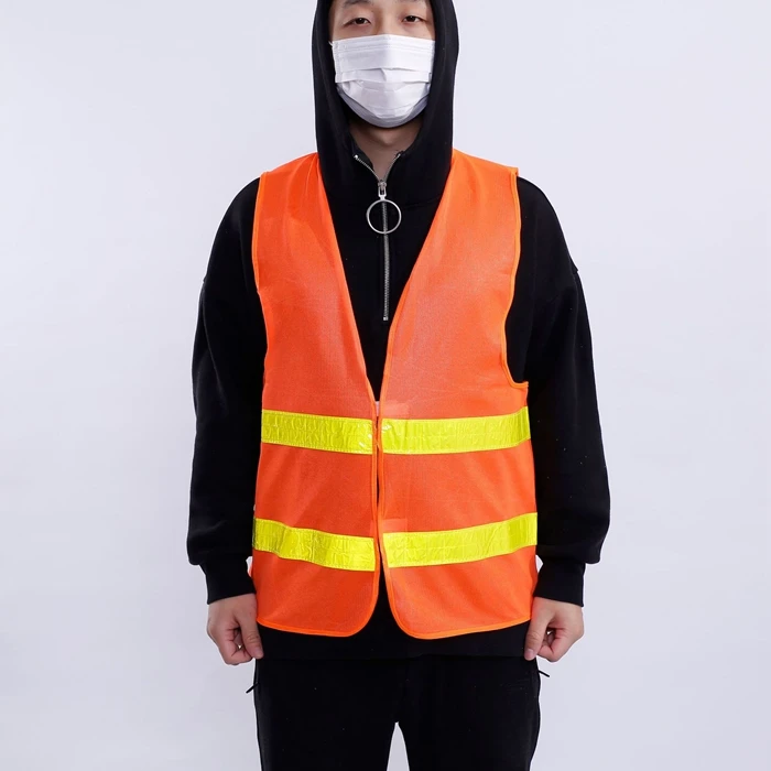 
Front safety vest reflective strips High visibility easy open promotion uniform team work outdoor wear design vest uniforms <span style=