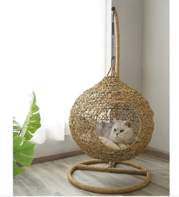 

Rattan Woven Pet Bed Cat Dog Bed Kennel Pet House Cat Climber Pet Supplies All Seasons Used Cat House