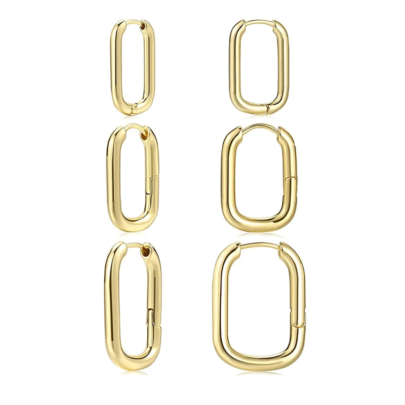 

Gold Chunky Hoop Earrings Set for Women 14K Gold Plated Lightweight Hypoallergenic Thick Open Hoops Set for Gift