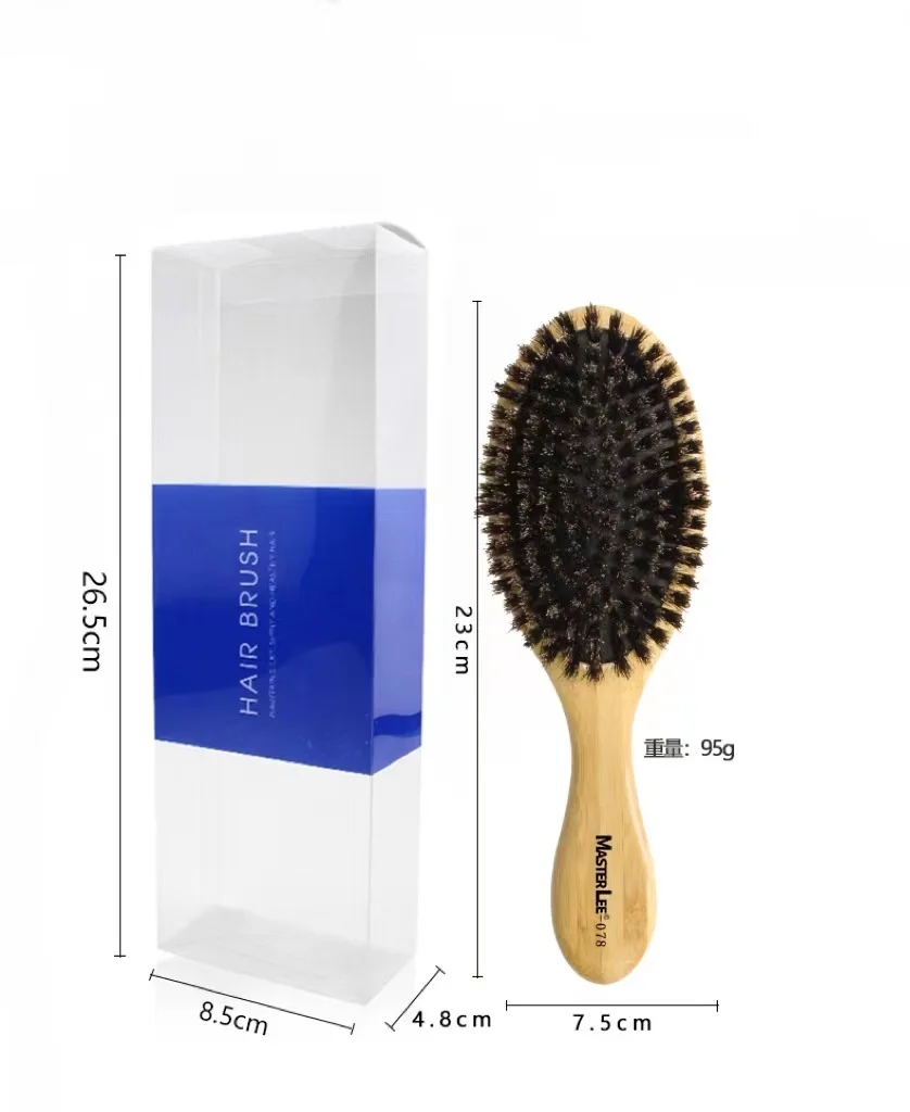 Top selling wooden massage brush boar bristle brush private label detangling hair brush, Natural color