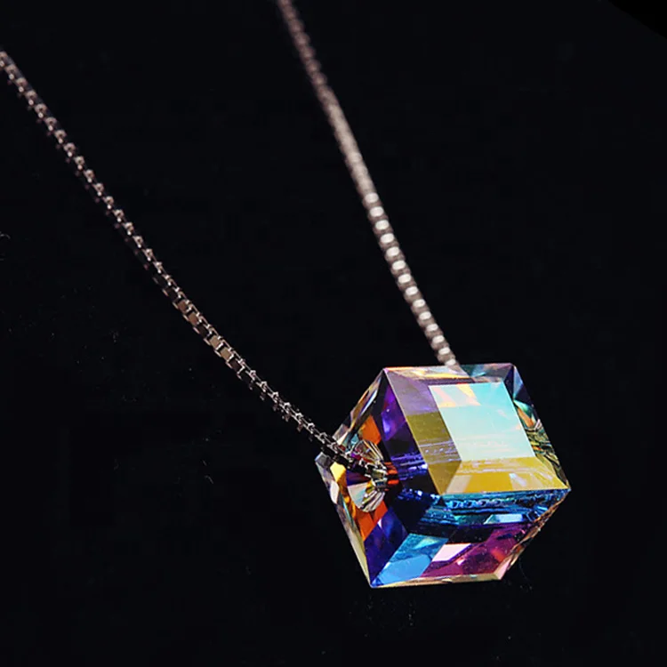 

High quality fashion clavicular chain aurora sugar cube pendant necklace, As pictures