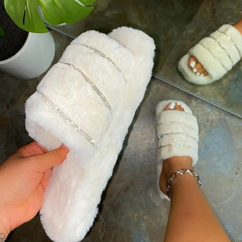 

New Arrival Autumn And Winter fuzzy sandal full fur slides ladies slippers women sandals fur slides