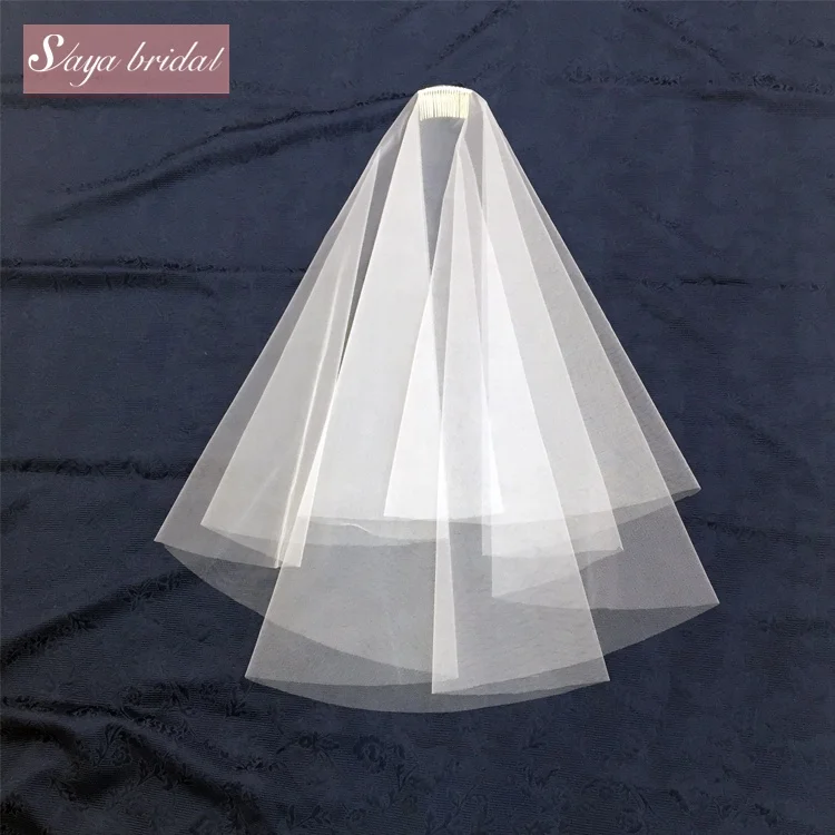 

tulle bride veil one layer simple design full naked yarn bride wedding veil, White
