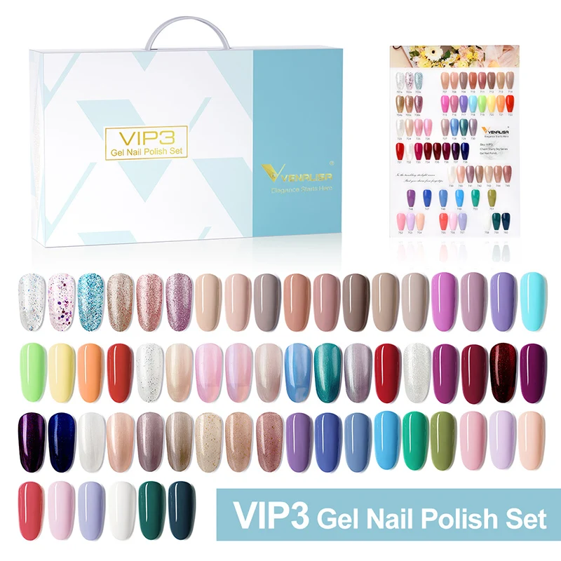 

UV Gel Factory VIP.3 Venalisa Nail Kit Professional Nails Polish Set Manicure Gel Full Set Trudicurette Gel Nails, 65pcs/set