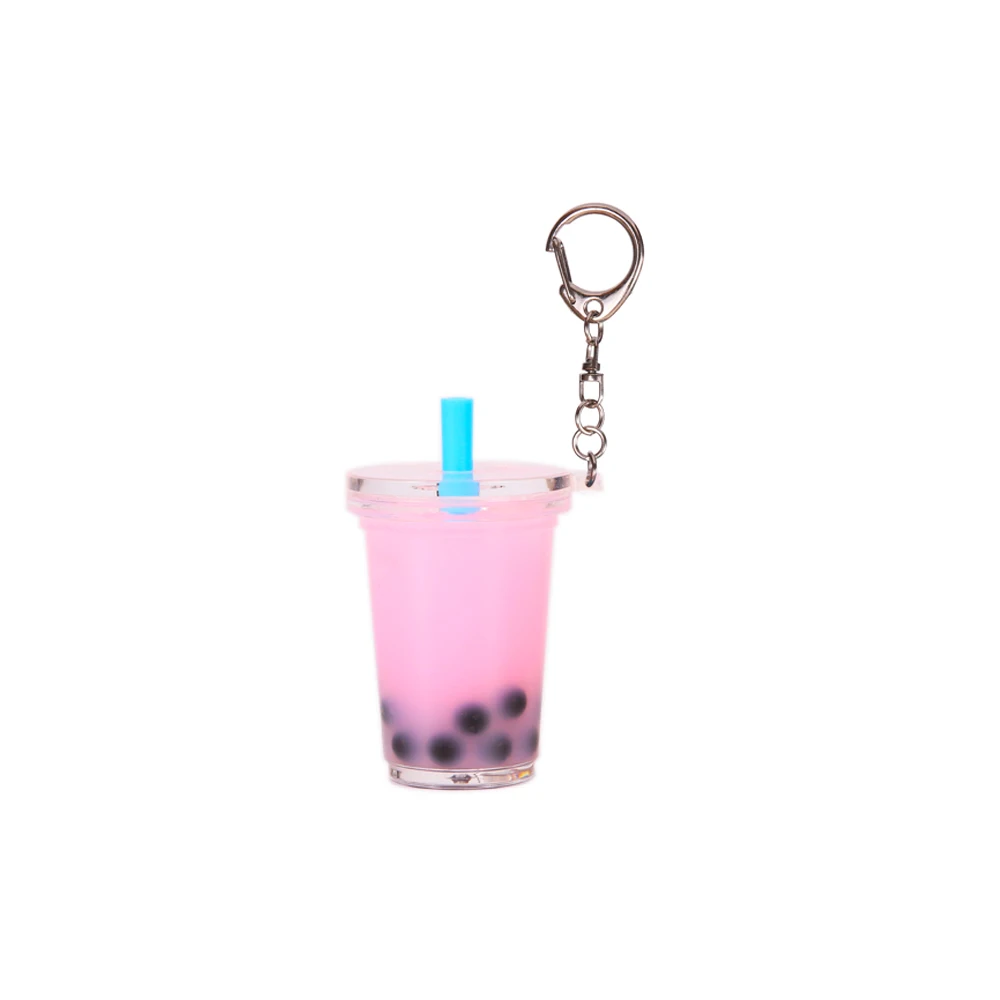 

Custom Hot Selling Acrylic Milk Tea Plastic Bottle Cup Bag Girl Car Keychain