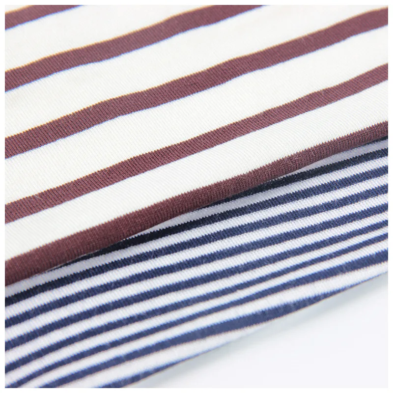 

95%Rayon 5%Spandex Tr 4 Way Stretch Yarn Dyed Warp Knitting Rib Striped Interlock Jersey Knitted Fabric
