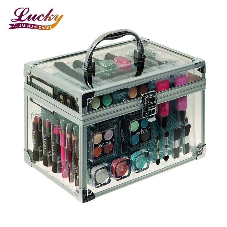 
Professional Portable Makeup Storage Case Acrylic Cosmetic Case Clear Carry Case 