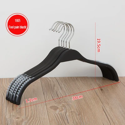

New plastic non-slip clothing store black and white adult children splint clothes rack ruber plastic hanger, Custom color