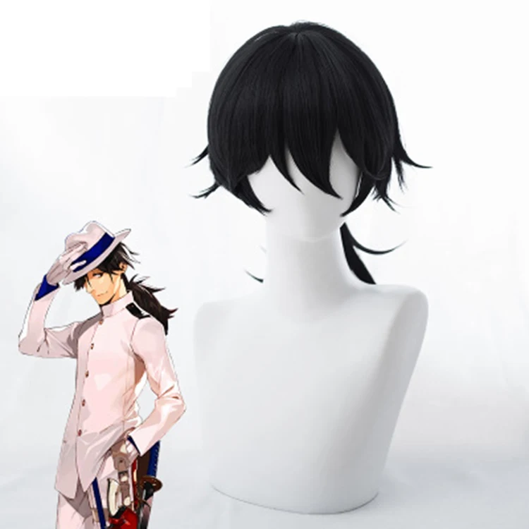 

Funtoninght cheap wigs short black hair synthetic cosplay wigs 50cm party supplies wigs for Halloween parties, Pic showed