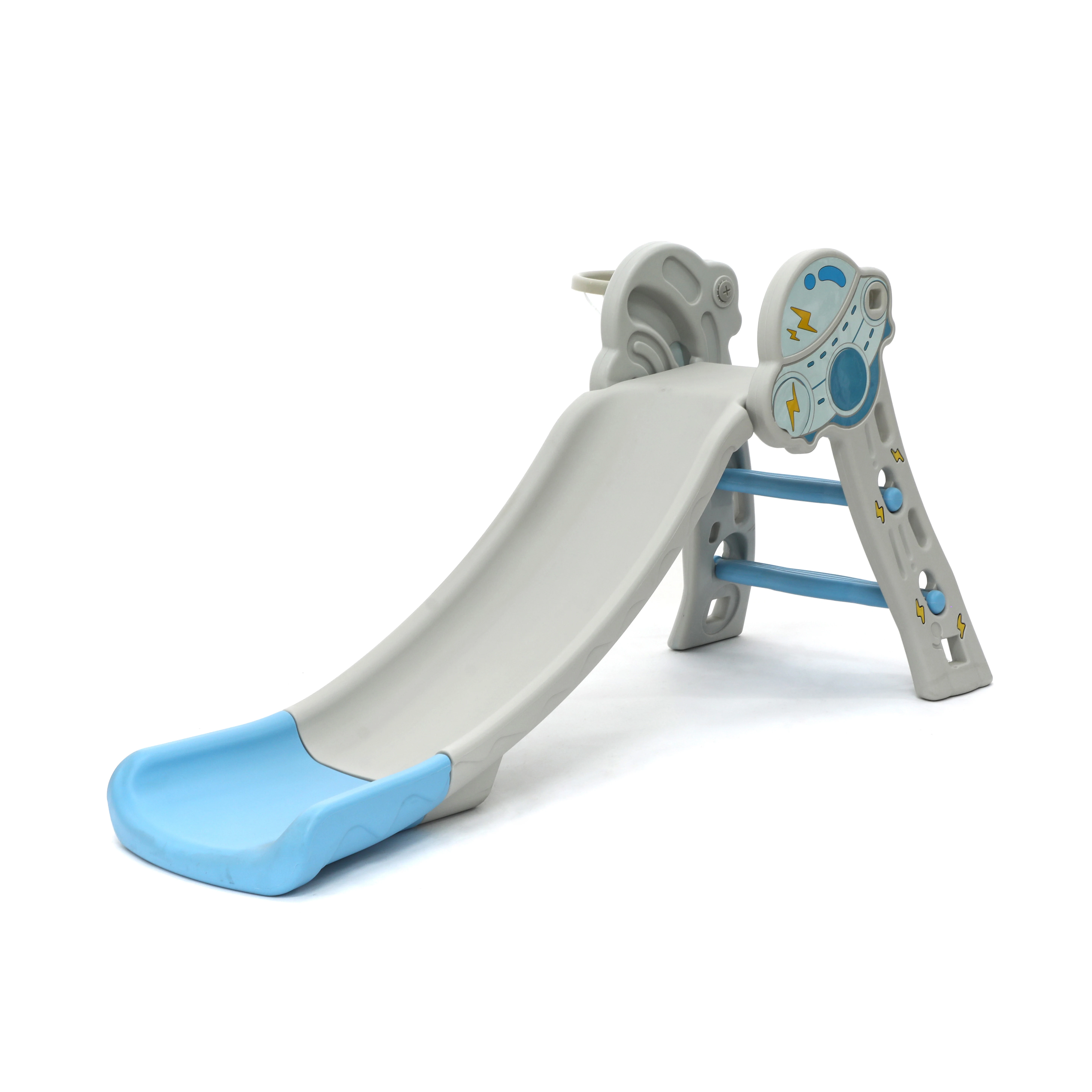 

Spaceship Series Toddler Indoor Playground Slide Kids Plastic Slide Toys with Basketball Hoop