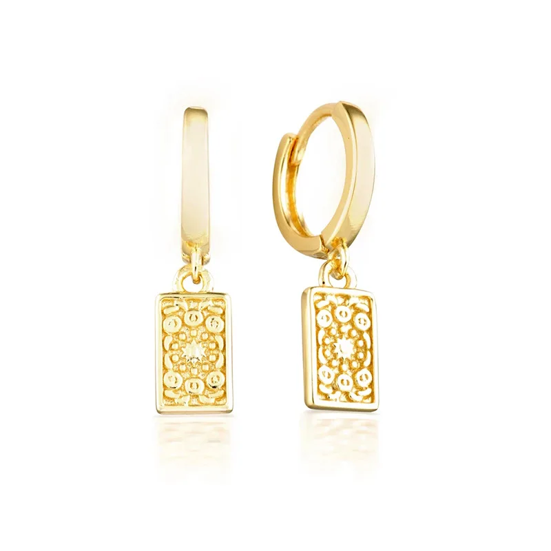 

QIANZUYIN Designer 18k Gold Plating Square Hoop Stud Earrings Silver Earrings 925 Geometric Hoop Earrings For Women Girl
