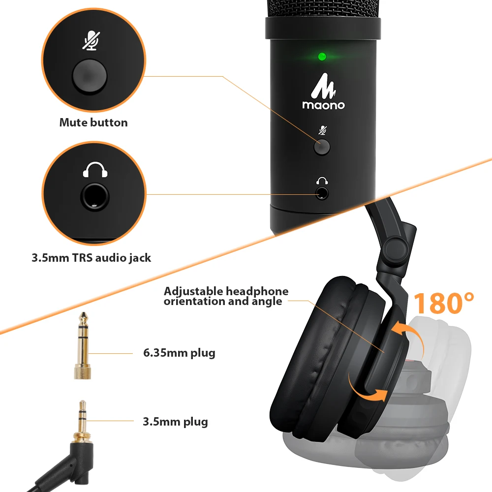 Maono Usb Headset With Microphone With Desktop Microphone Stand Headset