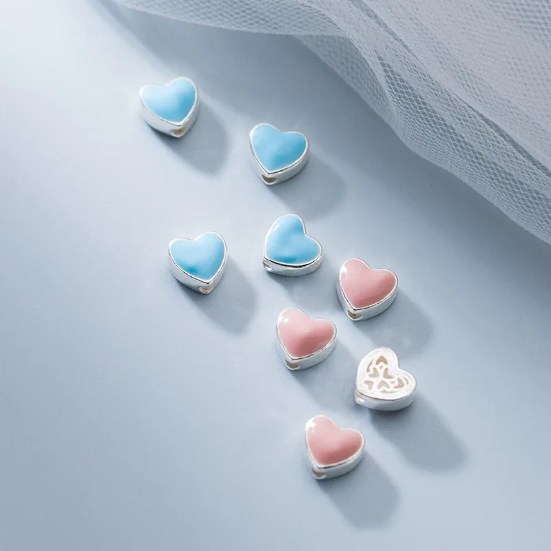

Colorful Enamel 925 Sterling Silver Hollow Heart Beads Spacer Bead for Bracelet Making