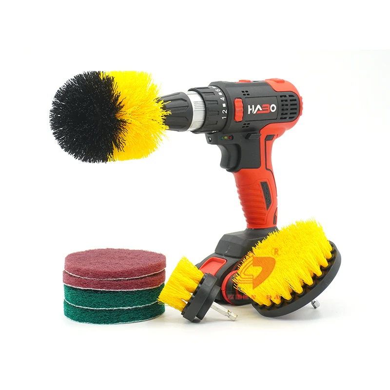 

Zhenda 7 Pcs Kitchen Cleaning Supplies Household Cleaners DrillBrush Kit, Black/white/blue/green/red/yellow or customized