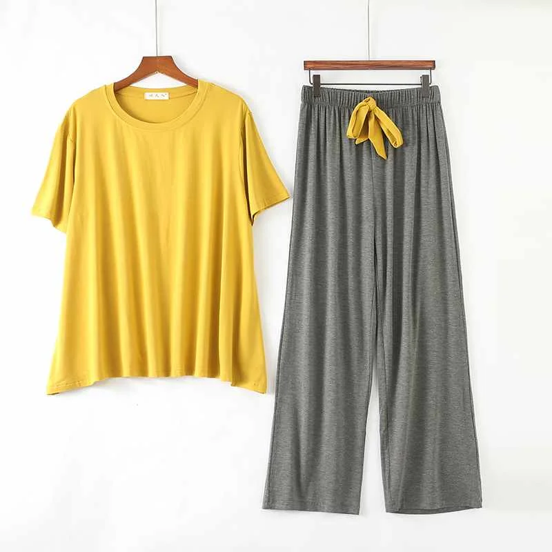 

Summer modal sleepwear for women thin section short-sleeved trousers suit two-piece loose comfortable sleepwear set home serv