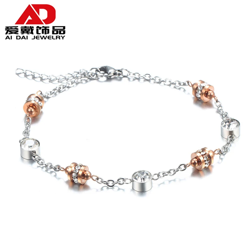 

Women's stainless steel rose gold crystal fashion wild bracelet