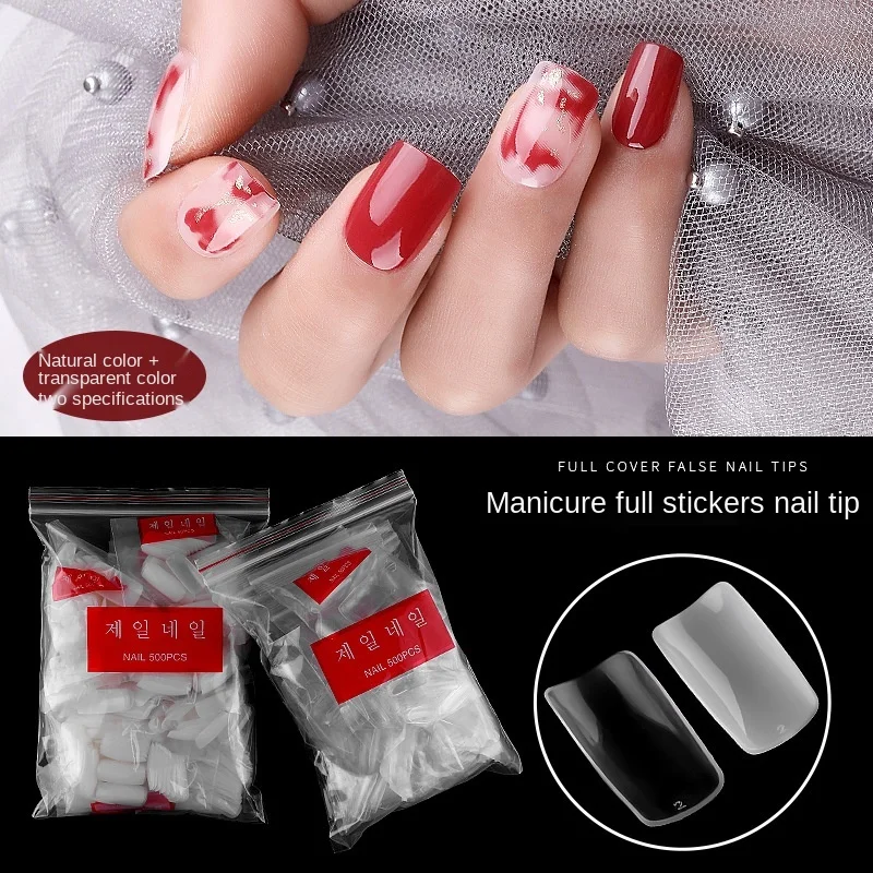 

Full patch Nail Set Natural Transparent Nail Patch Pack Of 500 Tablets Nail Art Pieces, 2colors