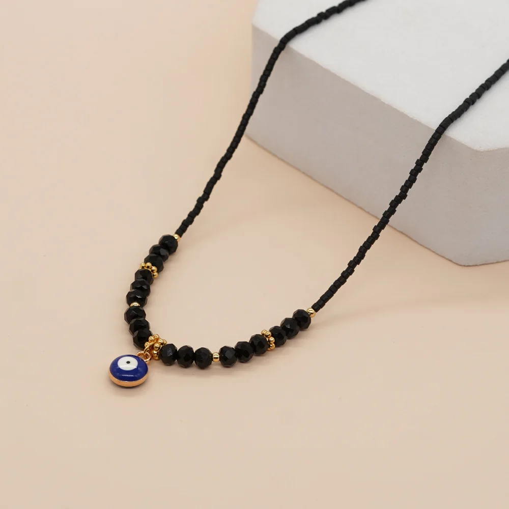 

Go2boho Bohemian Luxury Crystal Beaded Necklace Women Pendant Evil Eye Charm Handmade Fashion Jewelry Miyuki Seed Bead Necklace