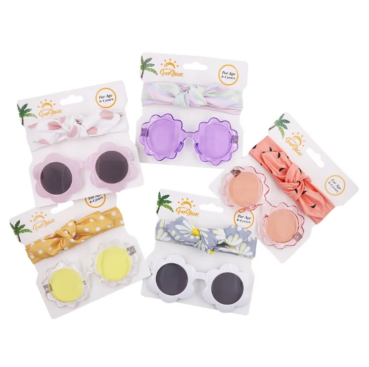 

Amazon hot sales summer children toddler wholesale headband sunglasses sets custom fashion baby kids sunglasses, Picture shows