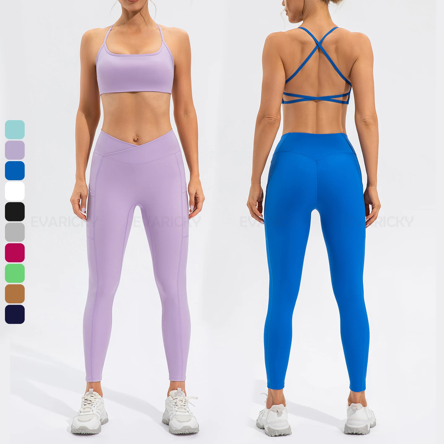 

Custom Logo Fall Winter Womens Gym Clothes Set 2 Piece Sports Bra And Yoga Leggings Womens Fitness Workout Activewear Sets