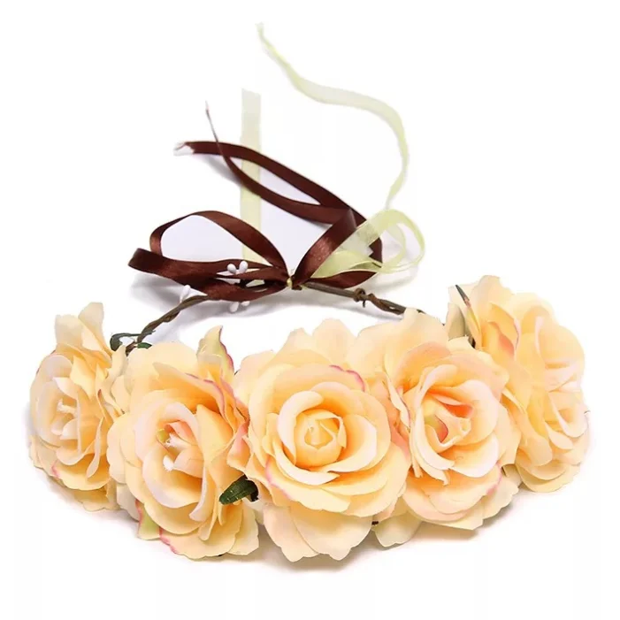 DEL Couronne de Fleurs cheveux serre-tête Coiffure pour Mariage Fête Couronne Floral Garland 