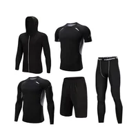 

Custom Compression 5 pieces sets High Quality Men Quick Dry Sports Wear Costumes training sport wear