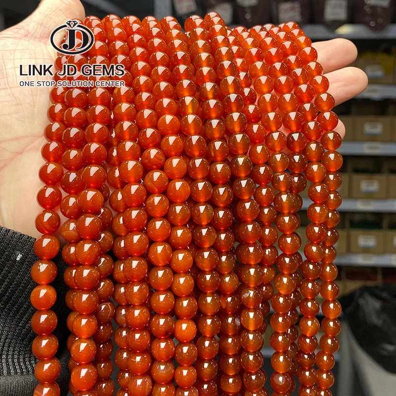 

JD Wholesale 4/6/8/10/12/14/16mm Pick Size 5A Dark Red Agate Beads Round Loose Spacer Carnelian Beads for Jewelry Making