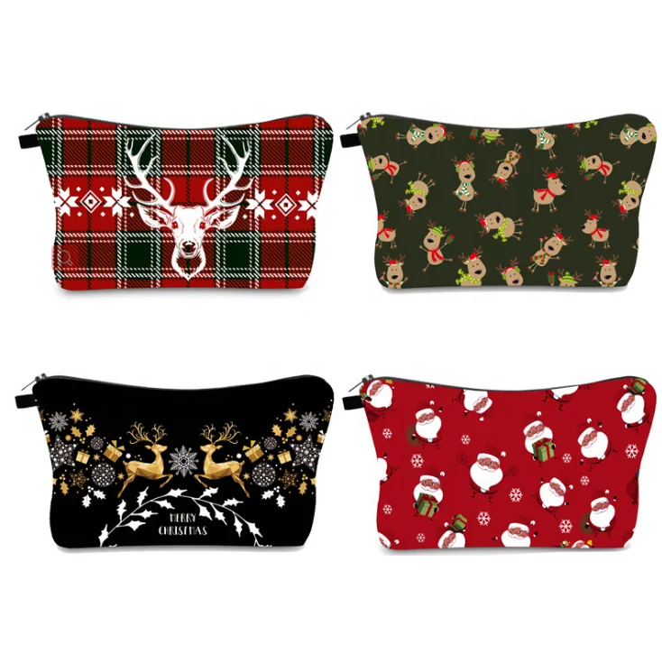 

Toiletry Bag Makeup Bag Cosmetic Bags Canvas Zipper Makeup Pouch Christmas Gift Santa Claus Pattern Travel Daily Travel Carrying