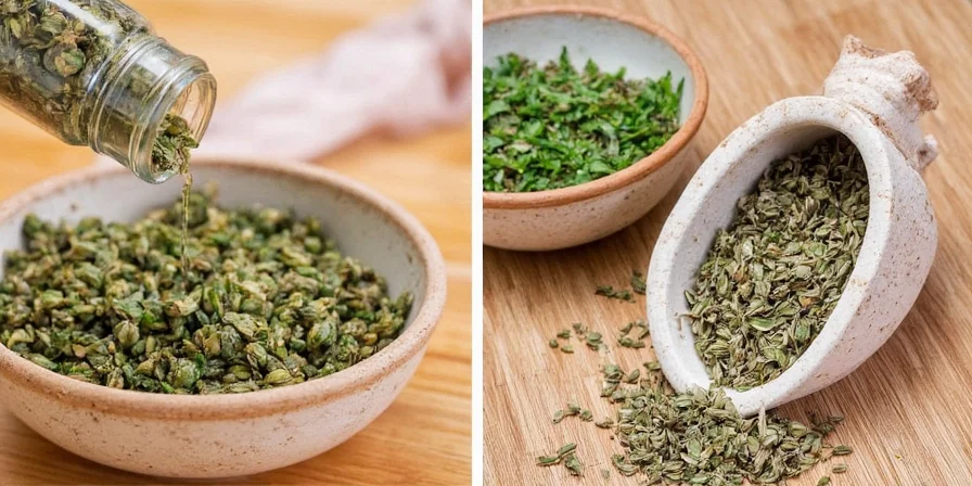 Beautiful collection of dried herbs in different jars