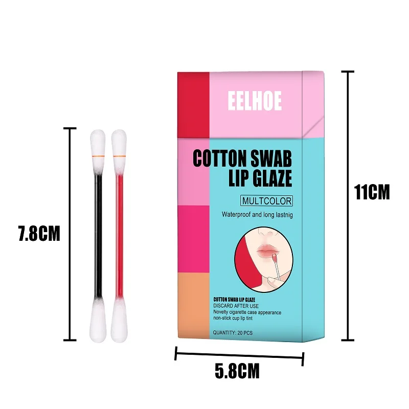 

disposable cigarette box package 20pcs waterproof long lasting cotton swab tattoo lipstick lip tint roller gloss set