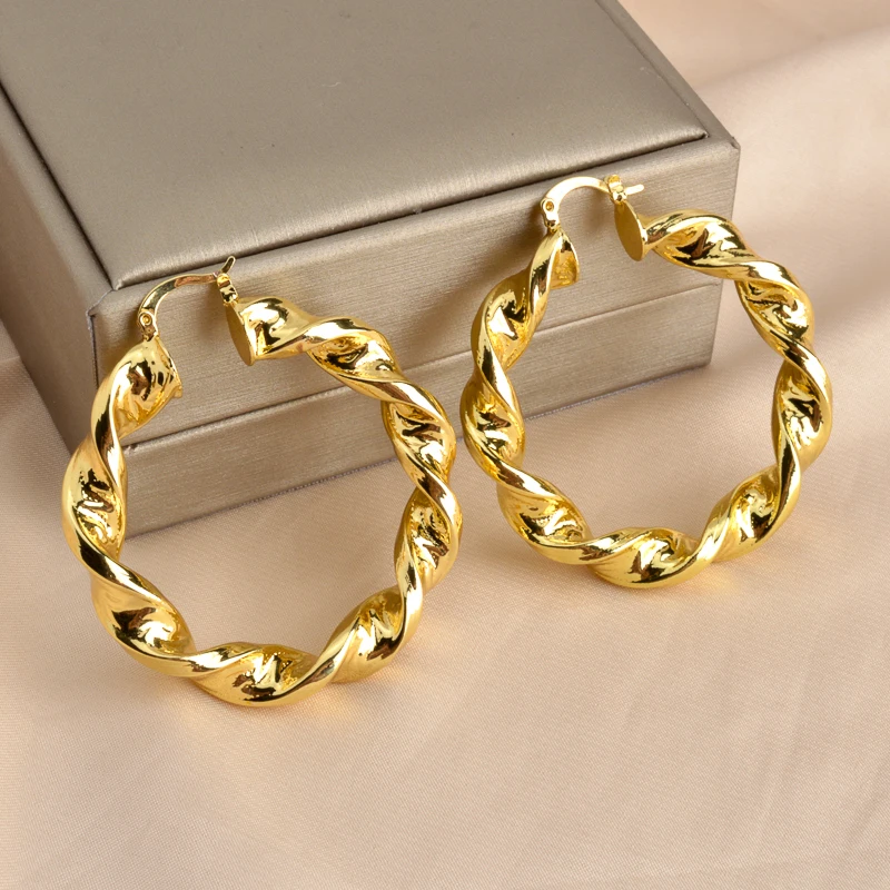 

Dubai Jewelry Big 18k Gold Plated Luxury Geometric Unique Earrings For Women
