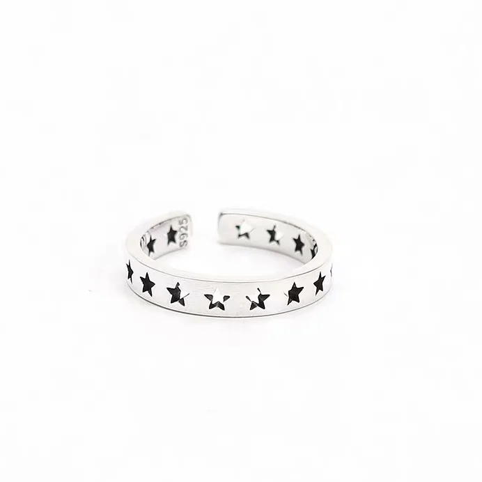 

925 sterling silver Antique silver fashion boutique female star shape ring for man