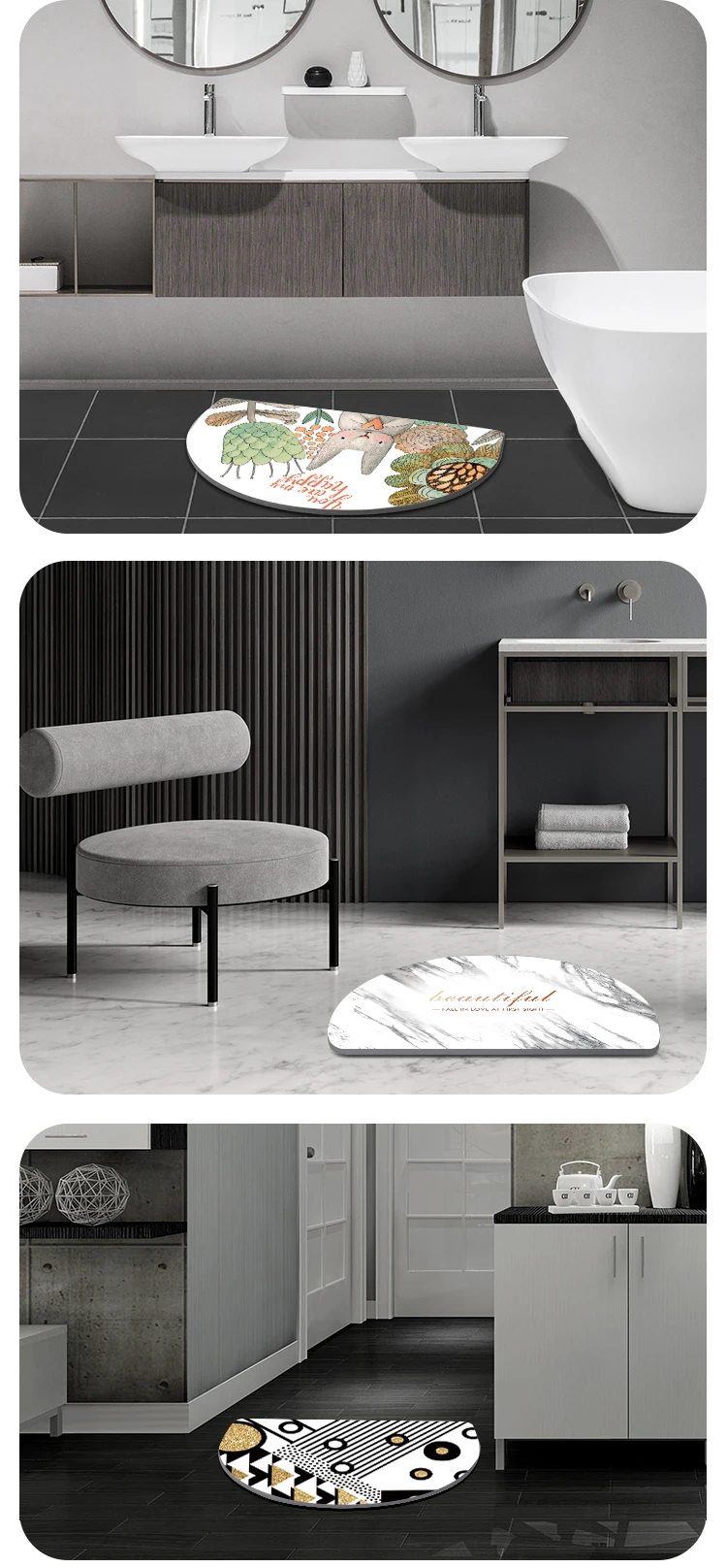 half round diatomite bath mat high-grade mat as a gift