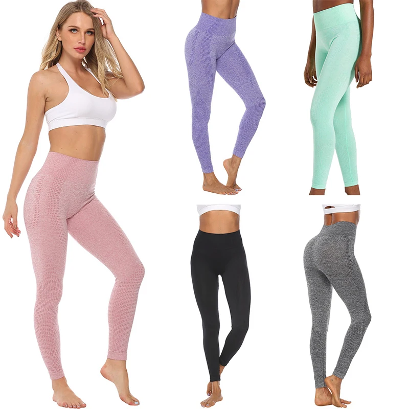 

2021 Custom RUNNING Womans Gym Set Woman Sportswear Seamless Cute Gym Leggings Power Stretch High Waisted Yoga Pants