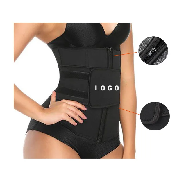 

New Design Body Shape Cincher Trimmer Customized Neoprene Tummy Control Double Belt Latex Waist Trainer, Black ,gray