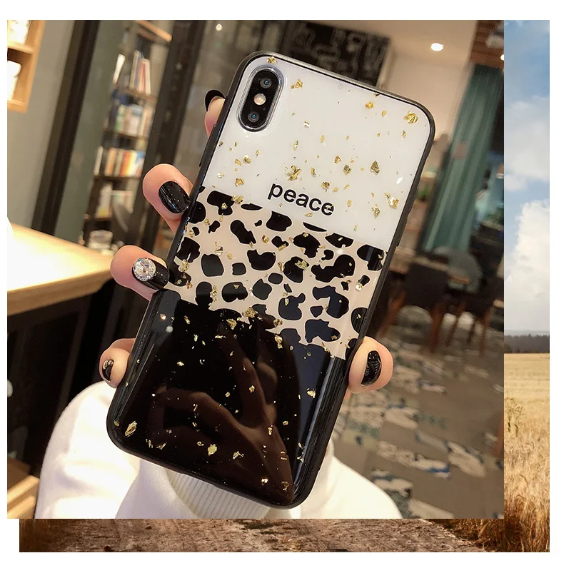 

Drop shipping Leopard Print Phone Case Cover For Iphone 8 711 12 Pro X Xs Max XR Luxury Shining Soft Case Colorful Fashion Shell