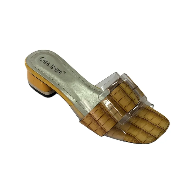 

Summer Open Peep Toe Women Metal Buckle Slip On Beach Slides Slippers Shoes