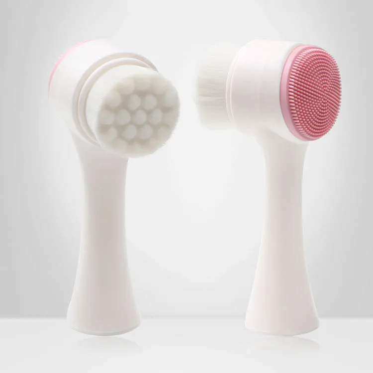 

Double Head Exfoliating Deep Cleaning 3D Massage Makeup Remover Brush silicone makeup brush cleaner Facial Cleansing Brush, Pink,blue