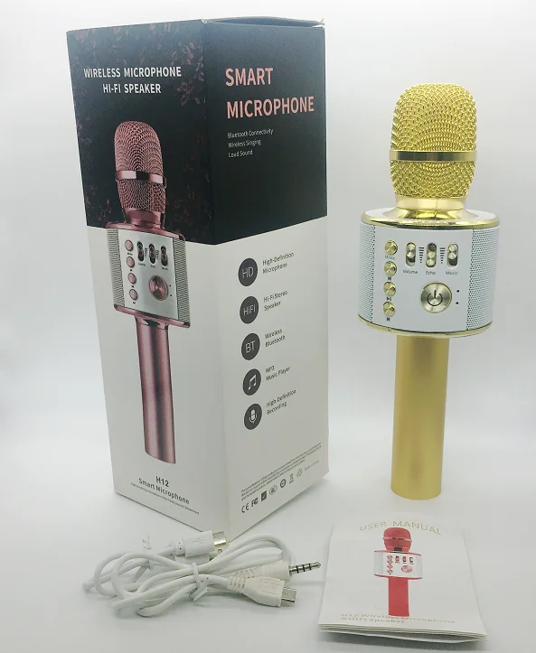 

Loud sound high sensitivity karoake microphone wireless BT connectivity handheld mic ktv usb speaker player, Red/black/rose gold/luxury gold