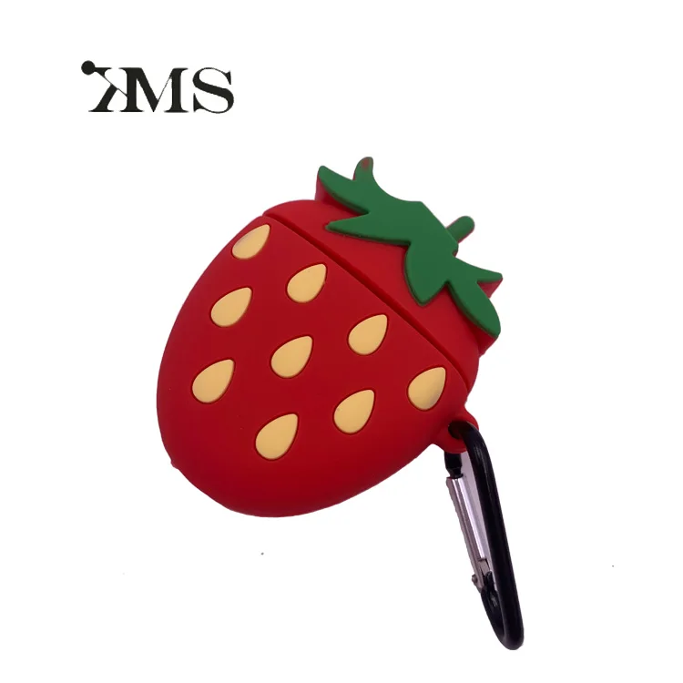 

Customized Cute Silicone Earphone Case Strawberry silicone case earphone, Any color in pantone color is available